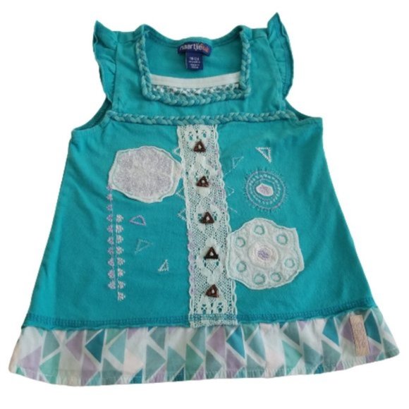 Naartjie Embroidered Dress Ruffled Edges Sleeveless Turquoise18-24 month - Picture 1 of 8
